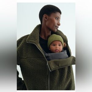 H&M Dark Khaki Green Fleece Jacket Before & After Baby